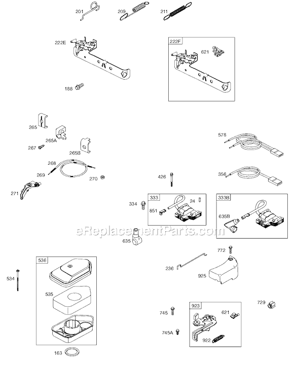 Page D Diagram and Parts List for 9T500SERIES  Briggs and Stratton Engine